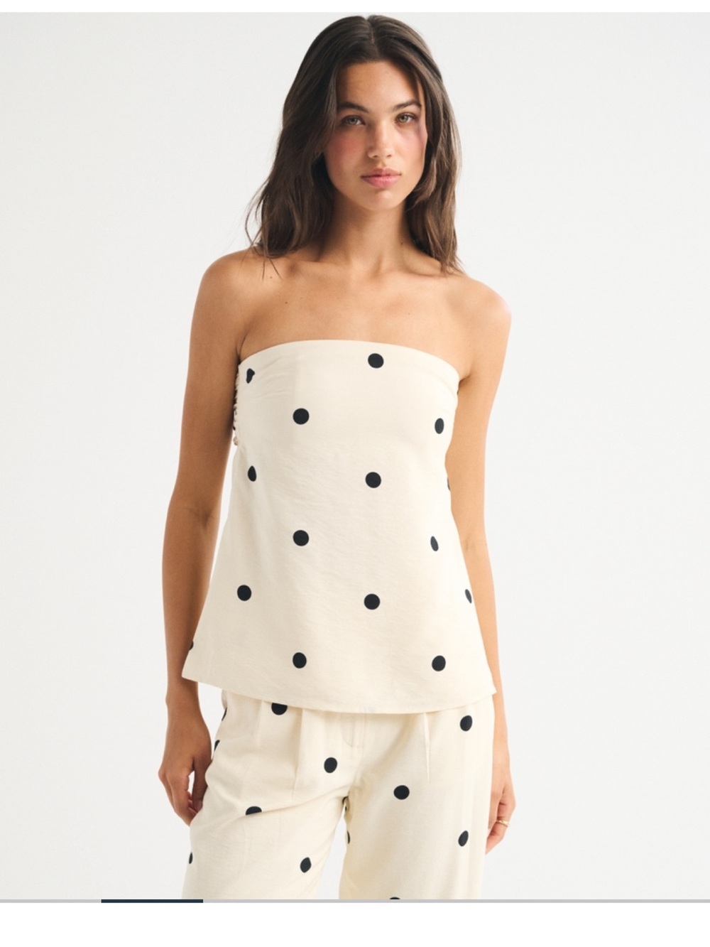 Abercrombie & Fitch Cream Strapless Polka Dot Bandeau